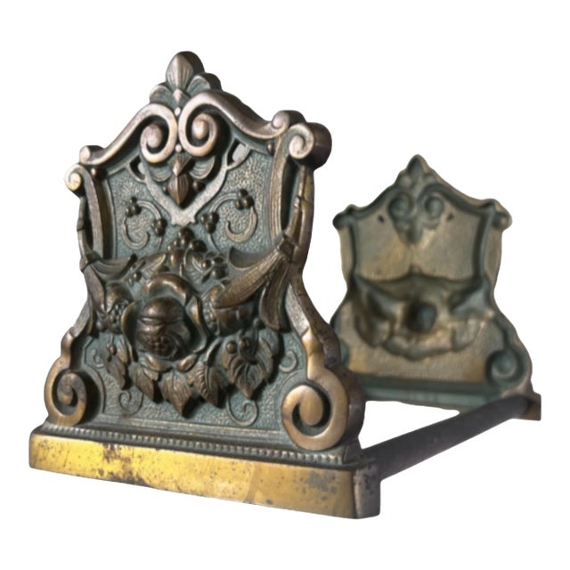 Antique Brass Tabletop Extendable Book Rack For Sale