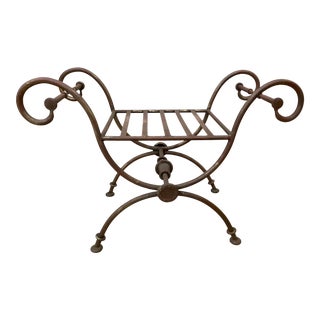 Vintage X Form Iron Bench For Sale