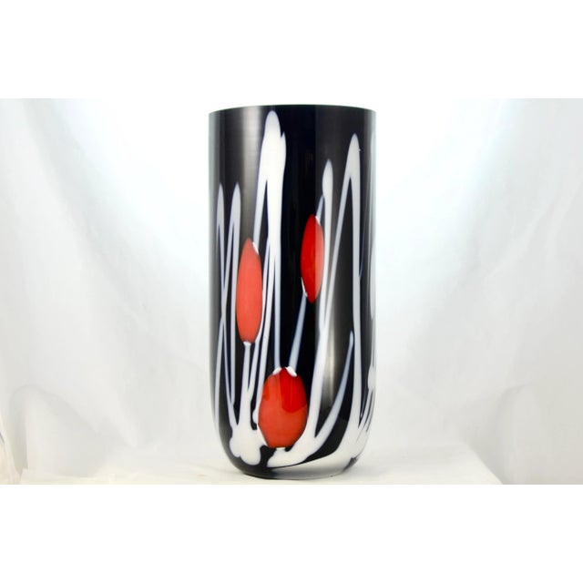 Glass Black & White Blown Art Glass Vase For Sale - Image 7 of 7