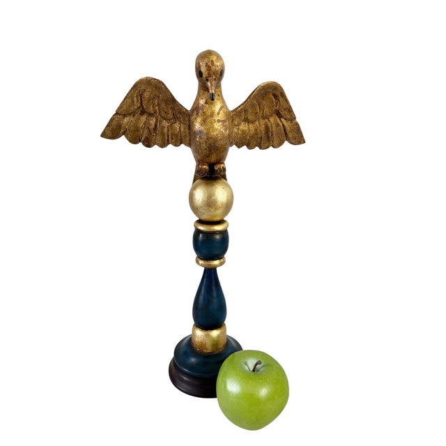 Wood Vintage European Carved Wood Bird Sculpture on Finial 14" H For Sale - Image 7 of 8