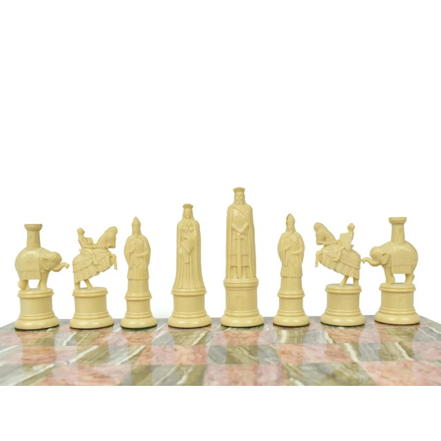 Mid 20th Century Mid 20th Century Medieval Kingsway Chess Set With Marble Stone Board- 33 Pieces For Sale - Image 5 of 13