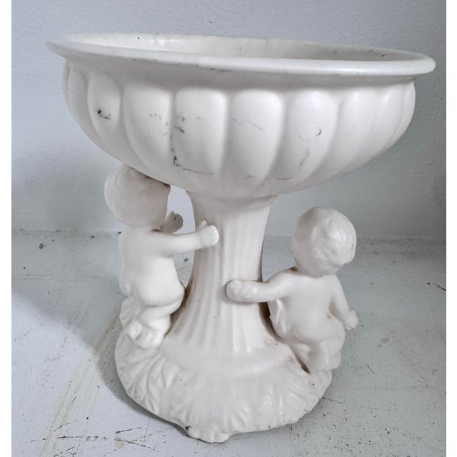 White vintage dual cherub bowl from 1962. Marked on the bottom. Hollywood regency style. From a Charleston estate....