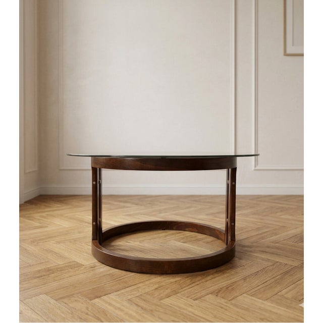 Vintage Round Coffee Table with Smoked Glass Top, 1970s For Sale - Image 4 of 7