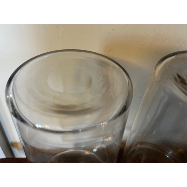 Large Antique 19th Century Glass Pharmacy or Pickle Jars With Cut Crystal Stoppers - a Pair For Sale - Image 9 of 13