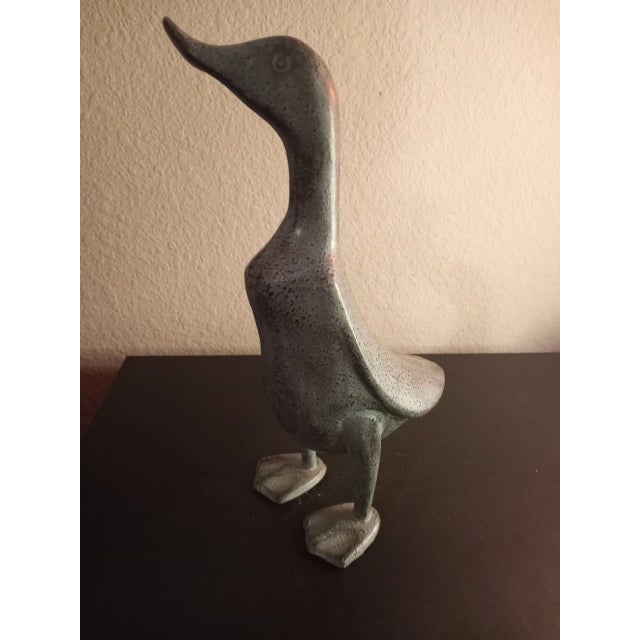 1980s 1980s Solid Bronze Duck Sculpture With Patina For Sale - Image 5 of 6