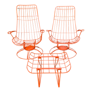 Homecrest Rocker Swivel Patio Chairs and Ottoman-Set of 3