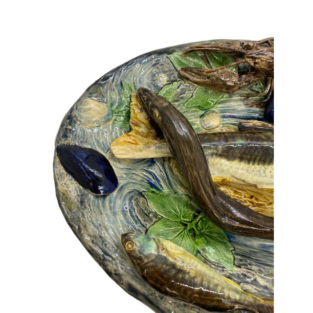 Large Palissy Ware Majolica Platter by Alfred Renoleau, French, Circa 1885 For Sale - Image 6 of 13