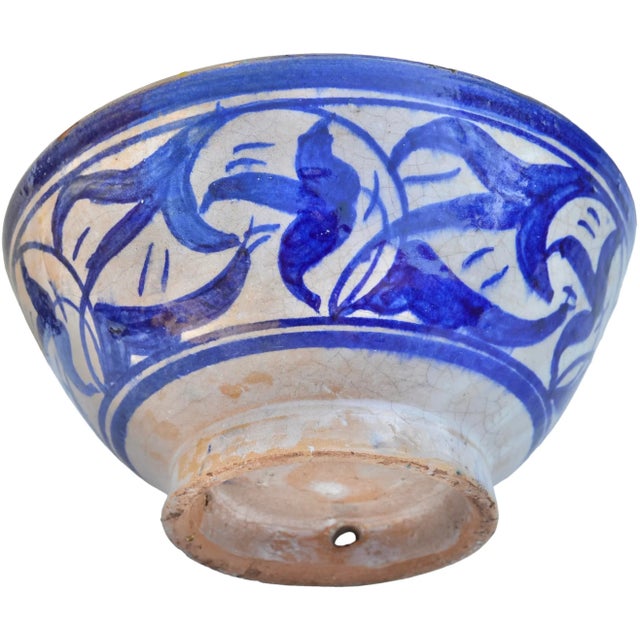 Blue Late 19th Century Blue-Patterned Moroccan Ceramic Decorative Bowl For Sale - Image 8 of 9