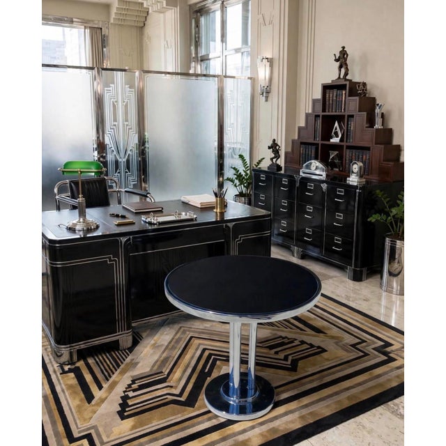 1930s Art Deco Machine Age Chrome Accent Center Side Table Wolfgang Hoffmann for Howell Streamline Restored For Sale - Image 11 of 12