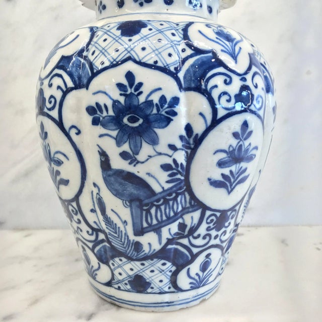 Delft Blue and White Vase With Top For Sale - Image 10 of 12