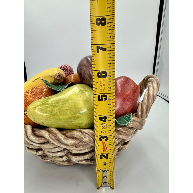 Vintage MCM Italian Ceramic Hand Painted Fruit Basket Centerpiece For Sale In Dallas - Image 6 of 7