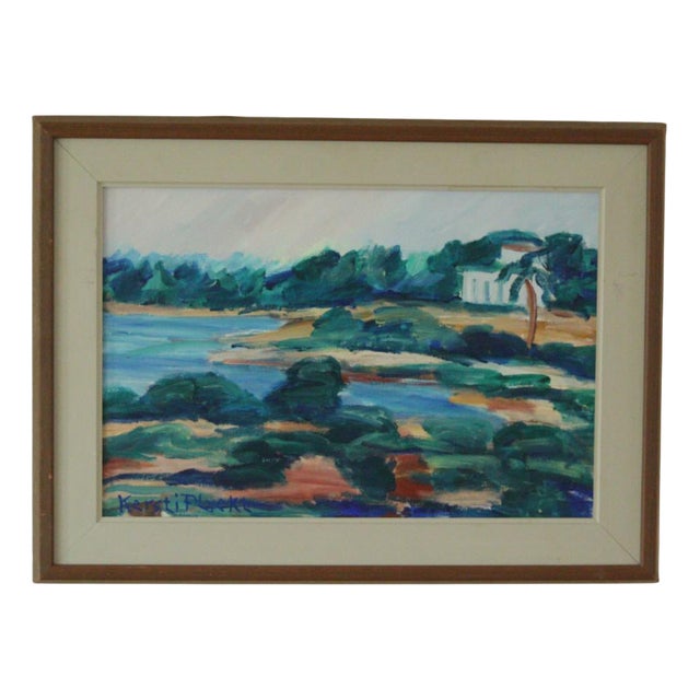 Kersti Flyckt, Mediterranean Landscape, 1960s, Oil on Canvas, Framed For Sale