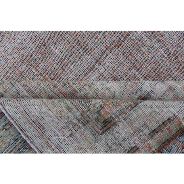 Antique Distressed Persian Mahal Rug With Large Medallion in Muted Colors For Sale - Image 12 of 12