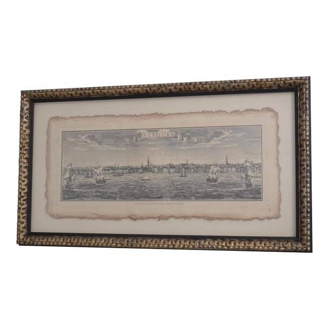 Panoramic Vintage New York Relief Mounted Engraving For Sale