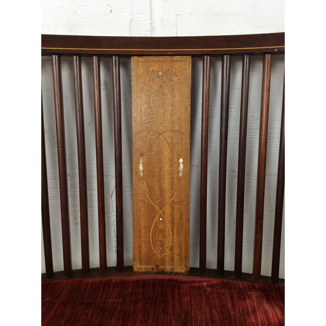 Brown Antique Edwardian Inlaid Mahogany Settee For Sale - Image 8 of 18