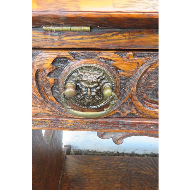Gothic Late 1800s Tiger Oak Secretary Desk 6276 For Sale - Image 14 of 17