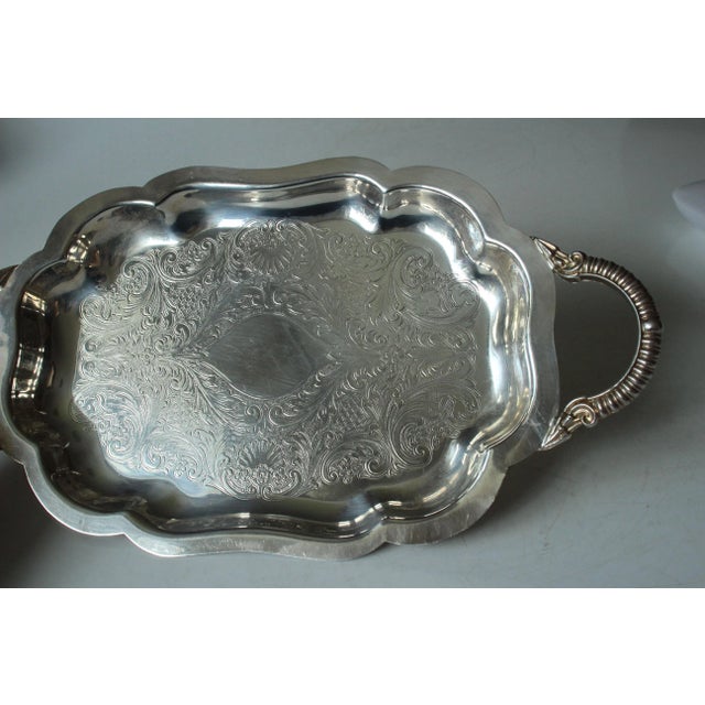 1950s Vintage - English Lancaster Silver on Copper Footed Serving Tray For Sale - Image 4 of 11