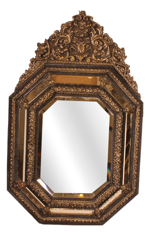 Large Antique Dutch Mirror with Parclosed Panels, 1800s