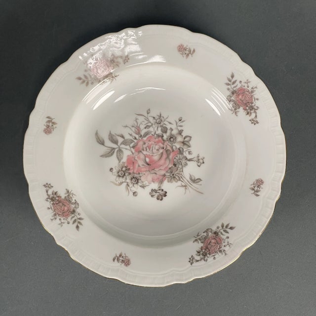 Vintage Gilded Bohemian China Maria Pattern Set of 3 Soup Plates Czechoslovakia For Sale - Image 4 of 13