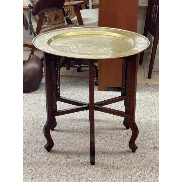 Accent Table With Brass Tray For Sale - Image 4 of 8