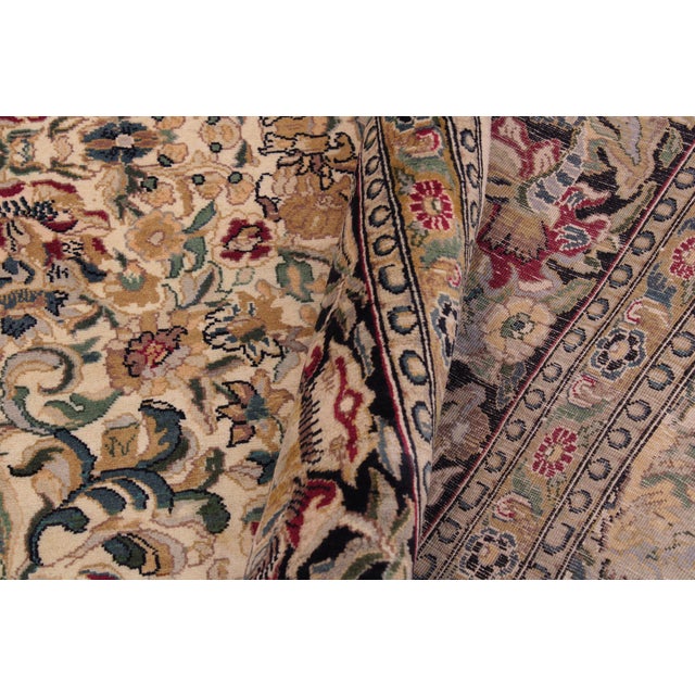 Textile Shabby Chic Pak-Persian Ivory/Black Wool Rug - 9'0'' X 11'0'' For Sale - Image 7 of 9