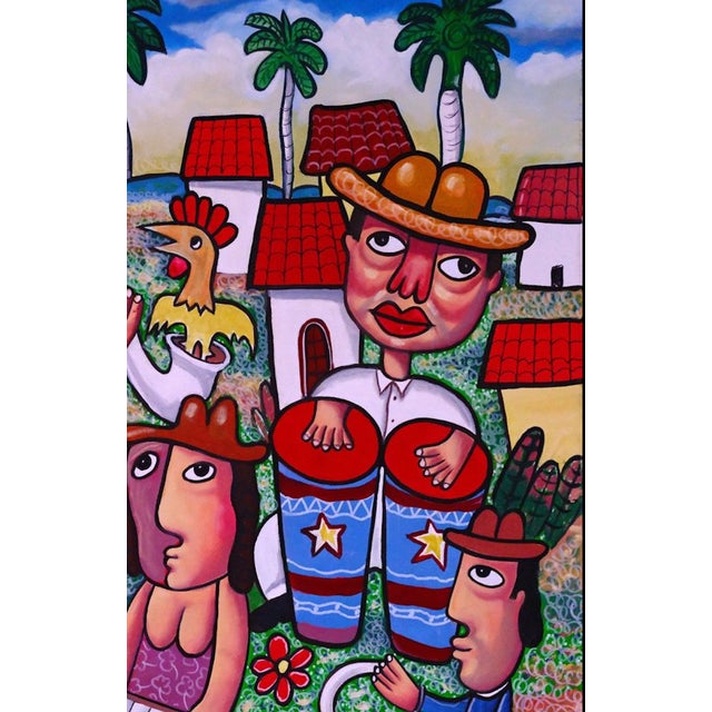 Music Is Life Folk Art Oil Painting For Sale - Image 4 of 4