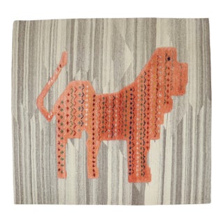Modern Zabihi Collection Persian Lion Souf Kilim - 3'10" x 4'5" For Sale