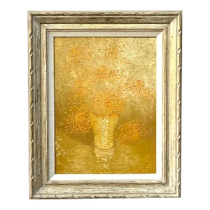 Vintage Boho 1965 Original Floral Oil Painting on Board