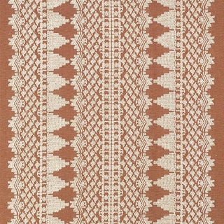 Sample - Schumacher Wentworth Embroidery Fabric in Rust For Sale