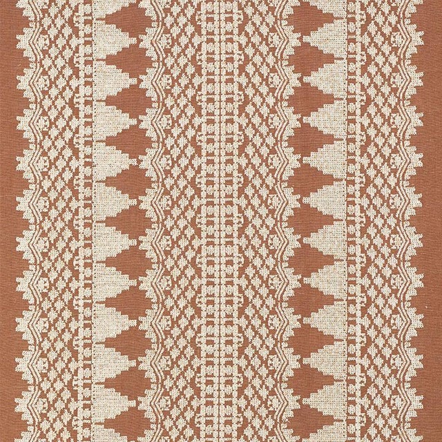 Sample - Schumacher Wentworth Embroidery Fabric in Rust For Sale