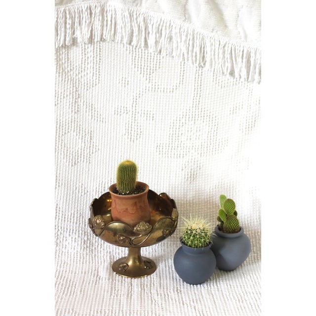 Midcentury Brass Pedestal Bowl With Lotus Flowers For Sale - Image 9 of 11