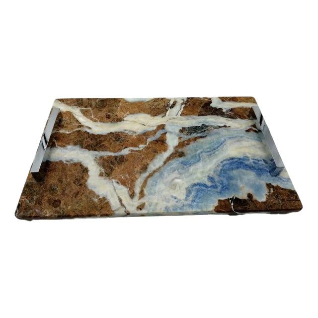 Blue Jeans Marble Tray by Euromarmi Store For Sale