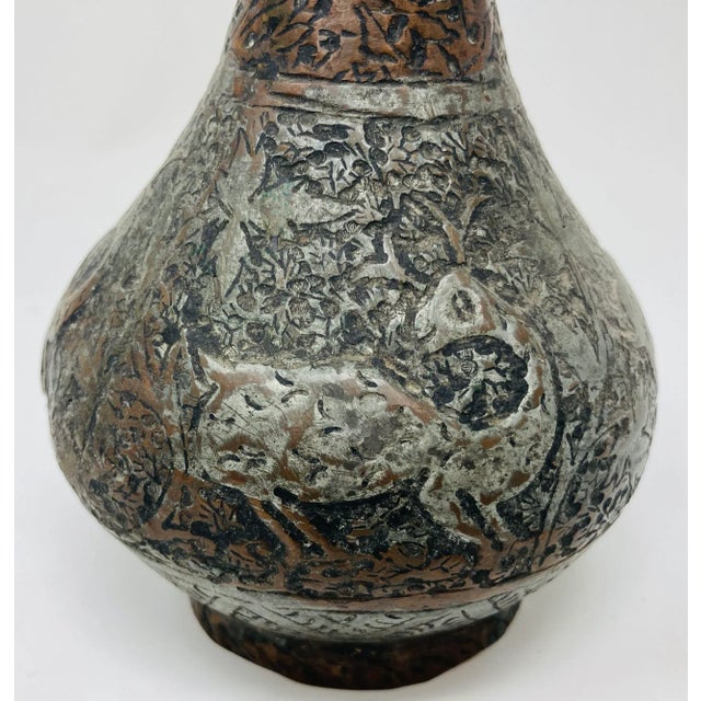 Metal 19th Century Tinned Copper Indo-Persian Islamic Vase For Sale - Image 7 of 12