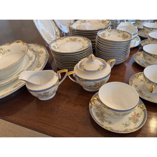 Victorian 1930s Noritake Casino Dinnerware Set, Service for 12- 91 Pieces For Sale - Image 3 of 8