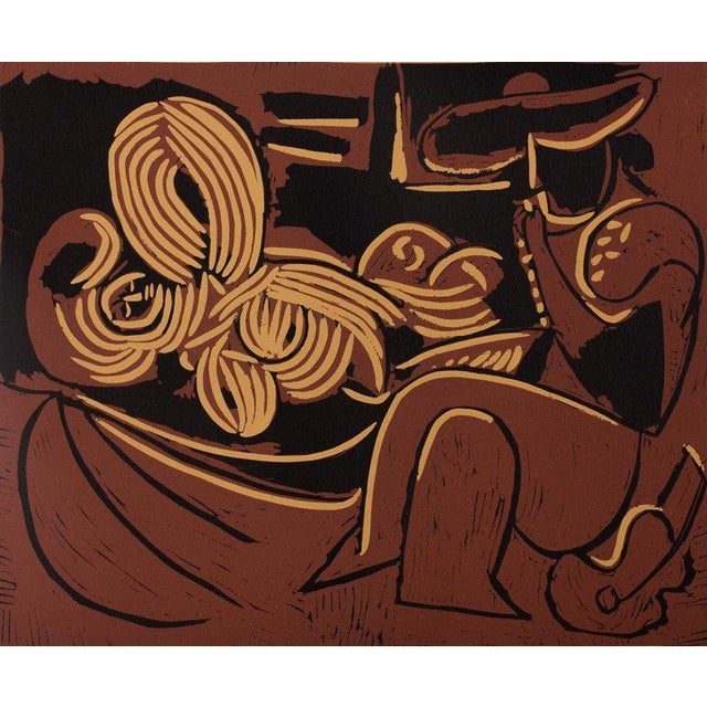 Pablo Picasso (1881-1973) (after) Woman Listening to a Musician Color linocut On wove paper, 37 x 32 cm (approx. 15 x 13...