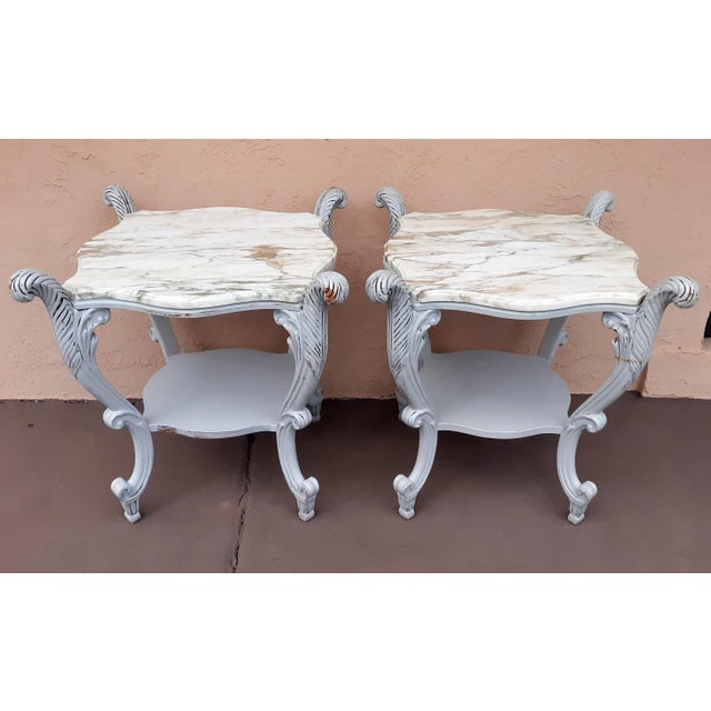 Early 20th Century Antique Art Nouveau Marble Top Side Tables - a Pair For Sale - Image 13 of 13