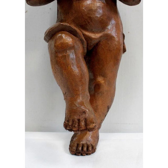 Brown Carved Angel, Early 20th-Century For Sale - Image 8 of 18
