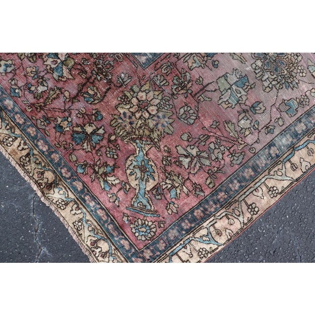 Ivory Antique Persian Silk Mohtesham Rug With Central Medallion 7'0 X 10'5 For Sale - Image 8 of 15