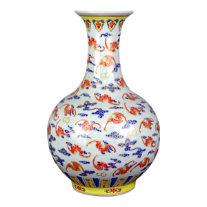 Chinese Vintage Ceramic Vase,Qing Dynasty Yongzheng Marked Famille Rose Porcelain Vase Hand Painted Hundreds Bas Pattern