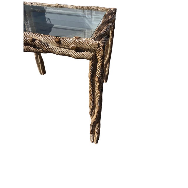 Vintage Carved Faux Bois Mid Century Side Table Hollywood Regency Carved Wood For Sale - Image 11 of 16