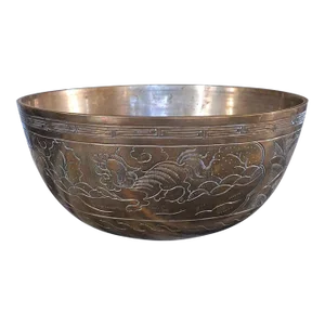 Mid Century Dragon Motif Chinese Brass Bowl or Censer