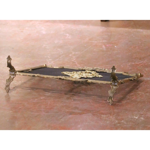 Mid-Century French Louis XVI Brass Fireplace Screen With Mesh Panel For Sale - Image 12 of 12