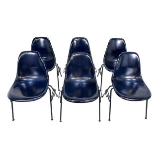 Early DSS Fiberglass Outdoor and Indoor Version Stacking Side Chairs by Charles & Ray Eames for Herman Miller, 1950s, Set of 6 For Sale