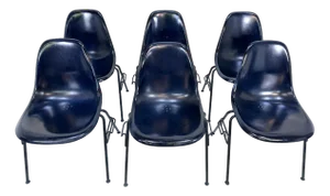 Early DSS Fiberglass Outdoor and Indoor Version Stacking Side Chairs by Charles & Ray Eames for Herman Miller, 1950s, Set of 6