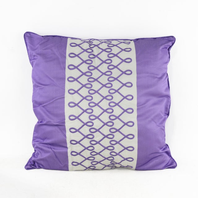 Purple Embroidered Decorative Pillow With Infinity Motif For Sale - Image 10 of 10