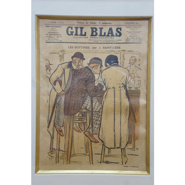 Antique Gil Blas French Belle Époque Newspaper Advertising Framed Steinlen 23" - Set of 4 For Sale - Image 15 of 18
