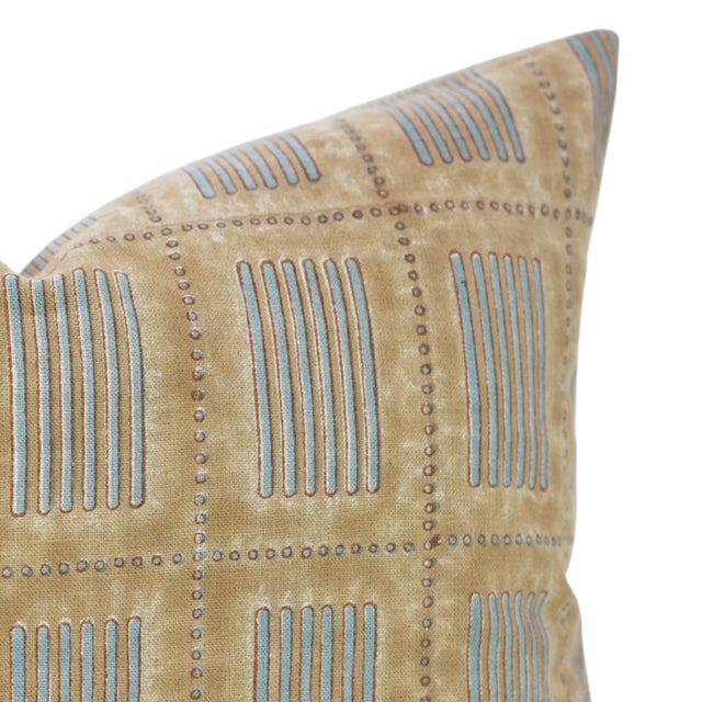 Not Yet Made - Made To Order Fabdivine Pure Linen Block Print Pillow Cover – Yug Design 14x14 Inch Handmade Decorative Cushion For Sale - Image 5 of 6