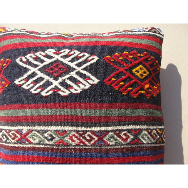 Kilim Rug Pillow Made from old turkish kilims Back side cotton and has closed with a solid hidden zipper size:16" x 16" It...