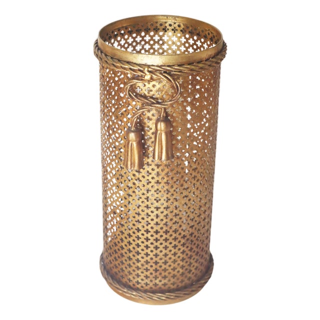 Hollywood Regency Golden Umbrella Stand by Li Puma Firenze, Italy, 1950s For Sale