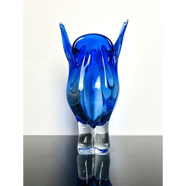 Large Vintage Model 296/1/32 Cobalt Blue Art Glass Vase by Josef Hospodka for Chřibská, Czechoslovakia, 1960s For Sale - Image 10 of 10
